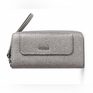 GUESS Metallic Croc-Embossed Wristlet Wallet Zip Around